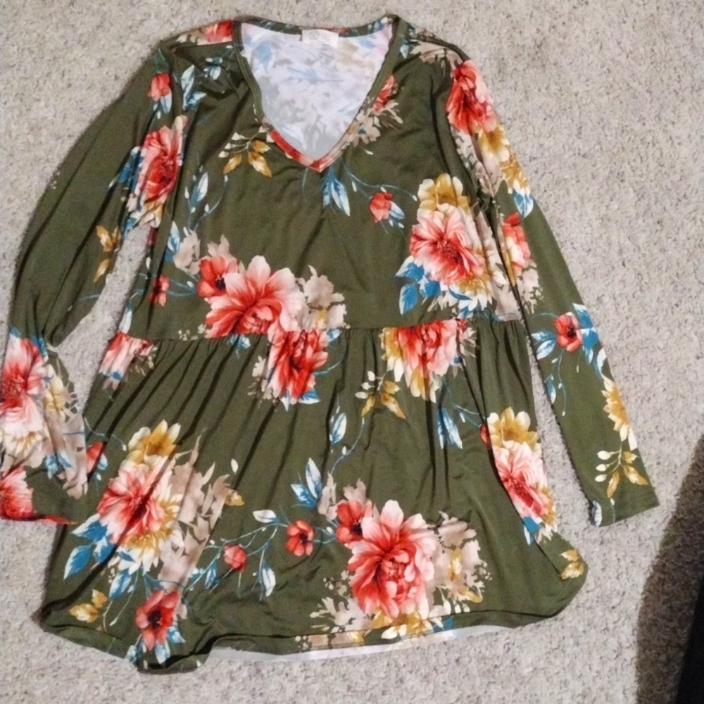Flowered Sage Babydoll top